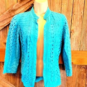 Chicos Open Front 3/4 Sleeve Cardigan Sweater Womens Size 0 Small Casual Lot o
